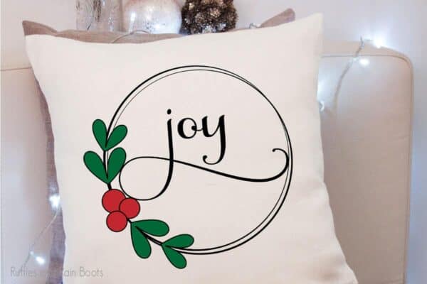 joy wreath cut file set For sublimation on a pillow