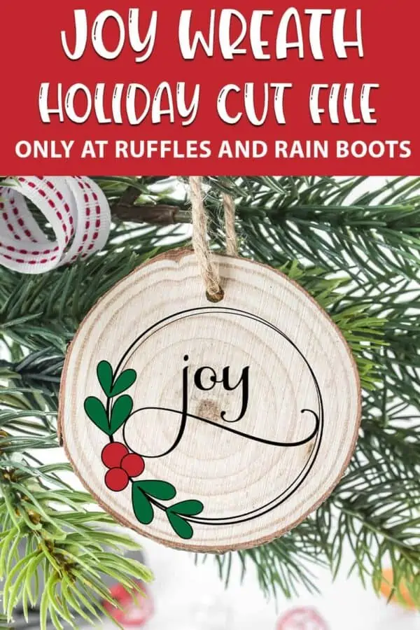 joy wreath cut file set For cricut or silhouette with text which reads joy wreath holiday cut file