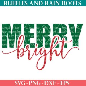 offset merry bright SVG file set for cricut or silhouette