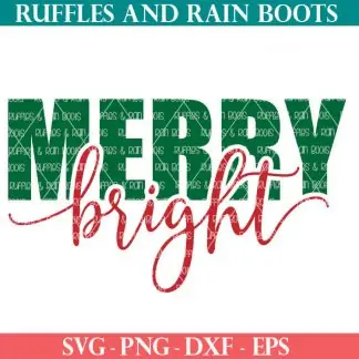 offset merry bright SVG file set for cricut or silhouette