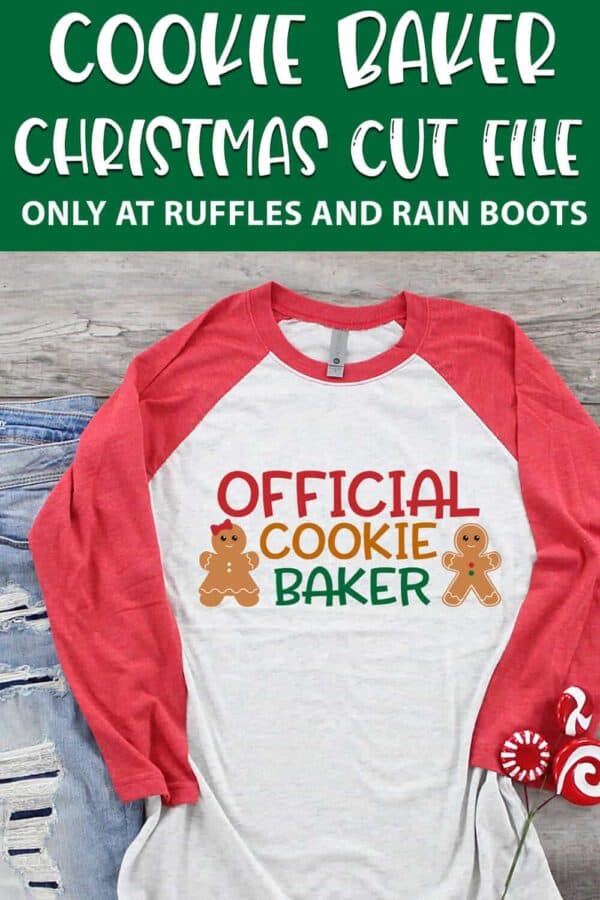 official cookie baker sublimation file on a t-shirt with text which reads cookie baker christmas cut file