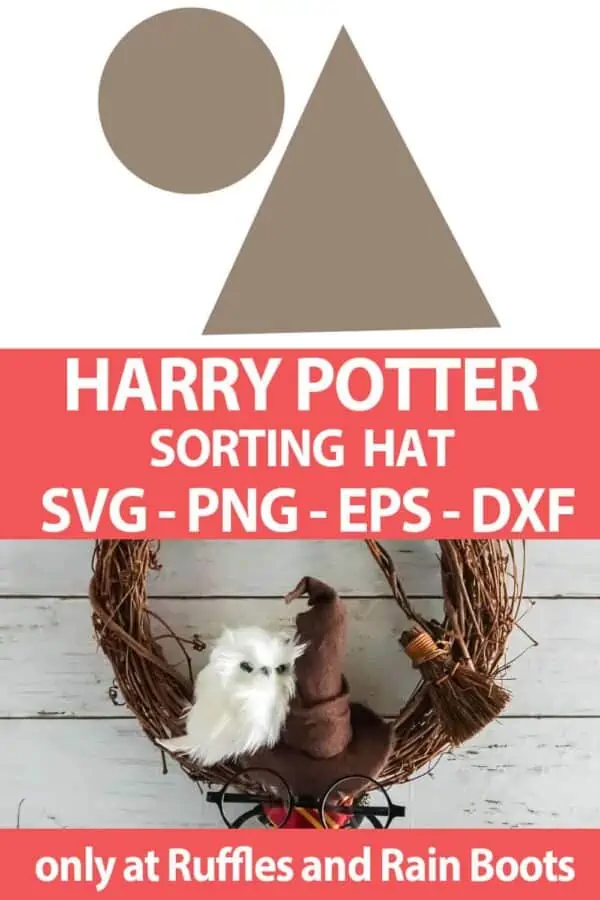 photo collage of Sorting Hat SVG cut file for cutting machines with text which reads harry potter sorting hat svg png eps dxf