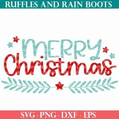 laurel and stars merry christmas SVG file set