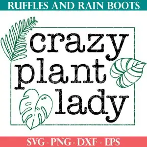 black and green crazy plant lady svg on white background