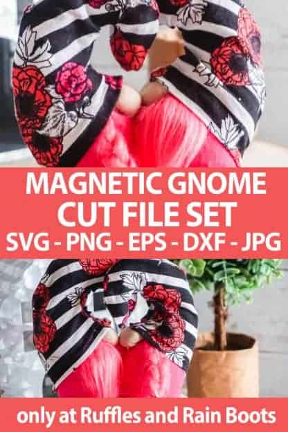 photo collage of Magnetic mini Gnomes with text magnetic gnome cut file set svg png eps dxf jpg