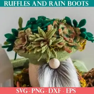 DIY gnome with faux succulents on the hat
