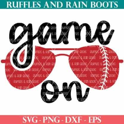 baseball svg game on with sunglasses in ruffles and rain boots shop