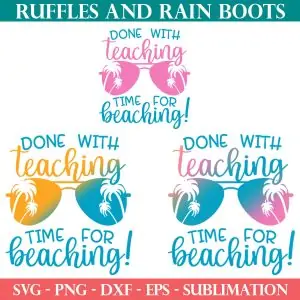 two sublimation prints for teaching summer design with SVG for ruffles and rain boots shop