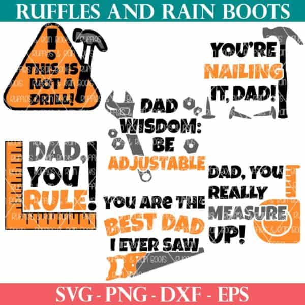 father's day bundle svg set from ruffles and rain boots