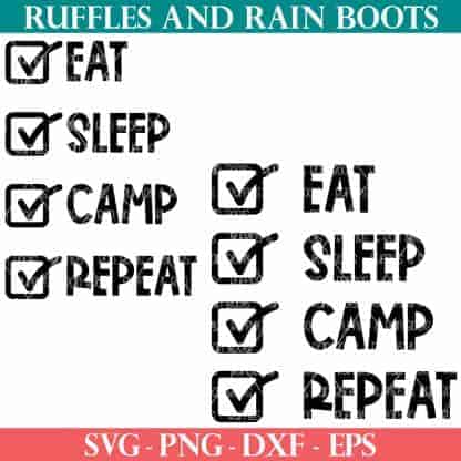 camping bucket svg from ruffles and rain boots of eat sleep camp repeat