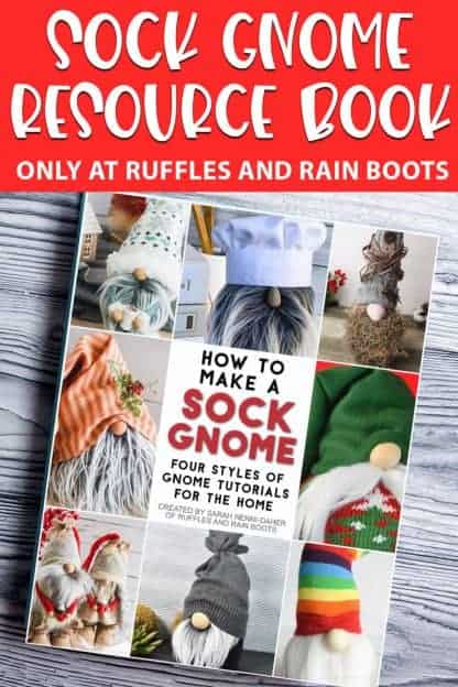 tutorial for a sock gnome wuth text which reads sock gnome resource book