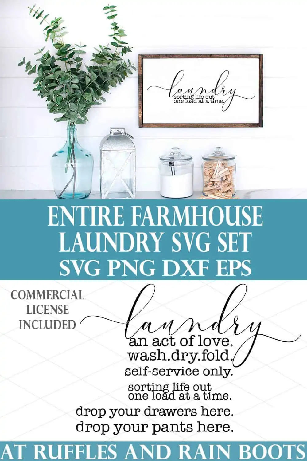 farmhouse laundry svg an act of love on white sign on white wood background from ruffles and rain boots