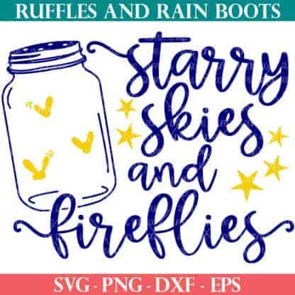 Summer SVG starry skies fireflies mason jar