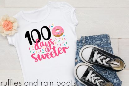 100 days of school 100 days sweeter donut svg girl