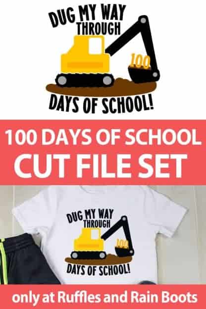 photo collage of 100 days of school construction cut file set