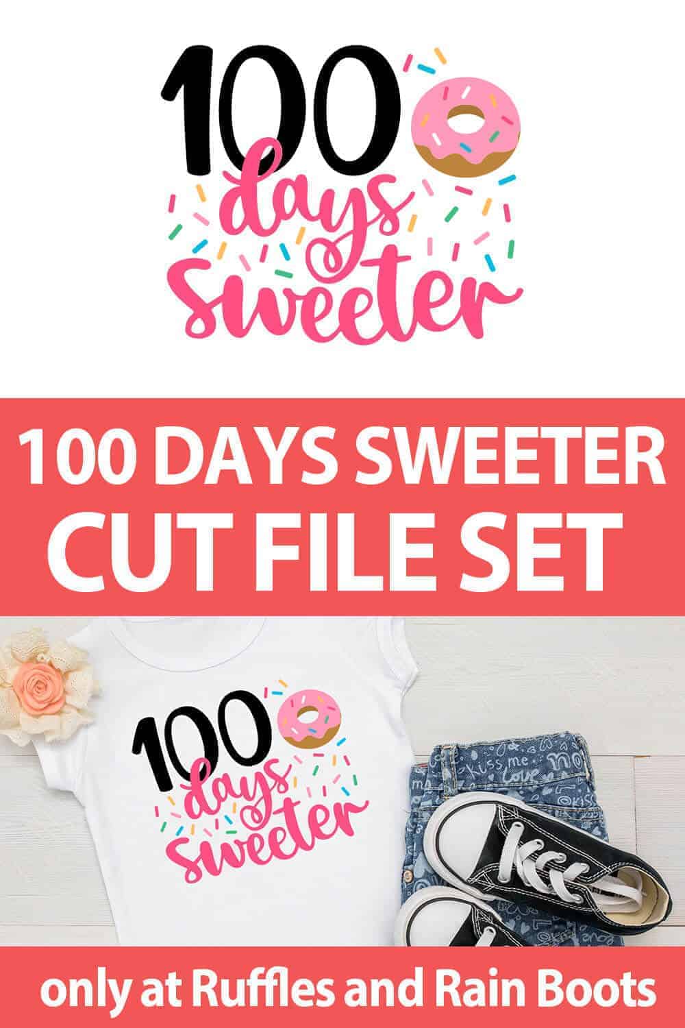 photo collage of 100 days sweeter donut cut file set
