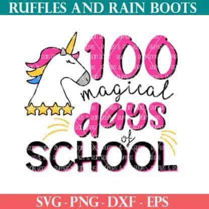 100 magical days of school unicorn svg