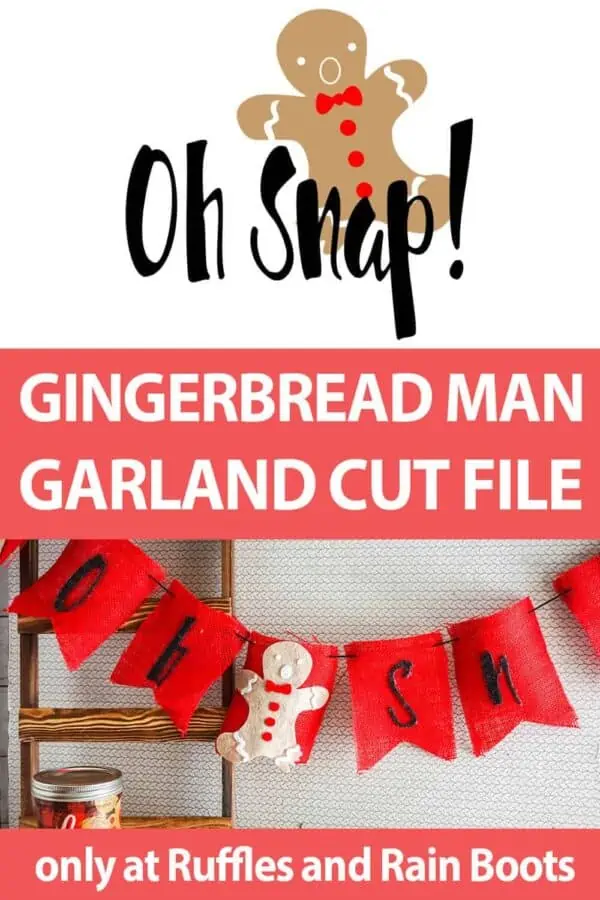 Gingerbread man garland svg set for cricut or silhouette with text which reads gingerbread man garland cut file