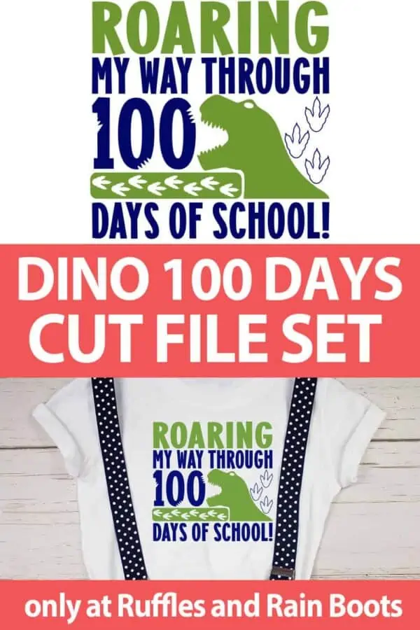 photo collage of dinosaur 100 days of school cut file set