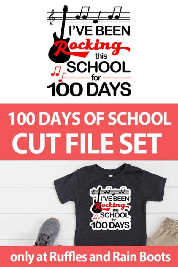 photo collage of rocking 100 days of school cut file set