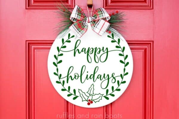 Christmas Sign SVG Wreath Happy Holidays svg for cricut or silhouette