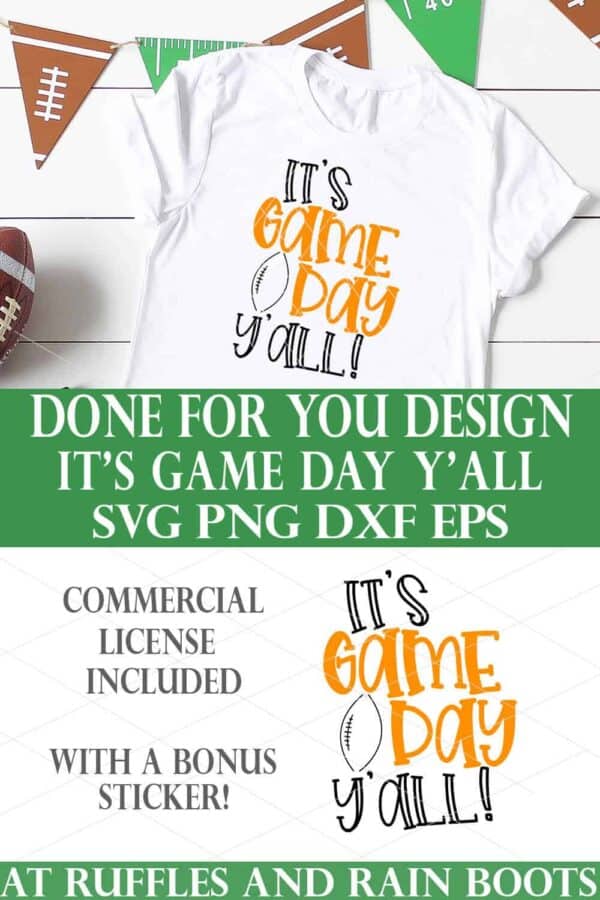 vertical collage of its game day yall football svg for cricut maker explore and joy machines