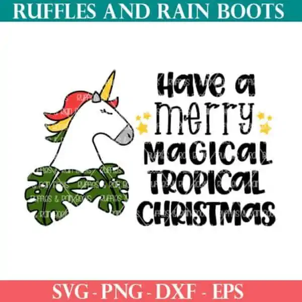 adorable holiday themed Tropical Unicorn Christmas cut file