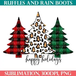 Christmas tree sublimation trio in Buffalo check and leopard print from ruffles and rain boots