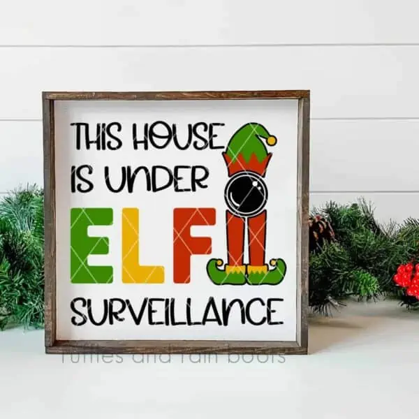 house under elf surveillance svg elf on shelf christmas sign