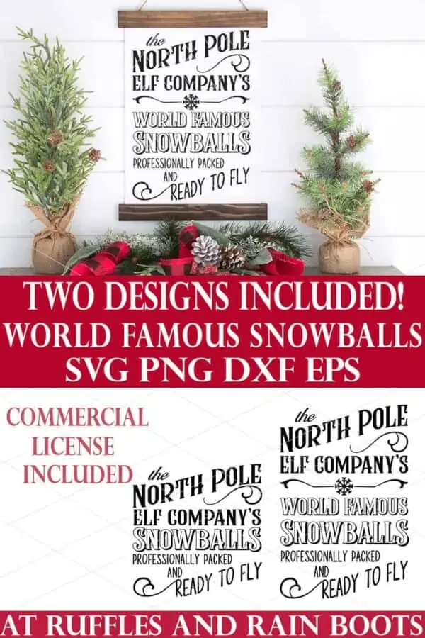 photo collage of World Famous Snowball SVG with text which reads two designs included world famous snowballs svg png dxf eps