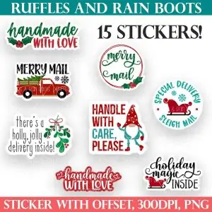christmas sticker bundle for small business owners gift package parcel from ruffles and rain boots