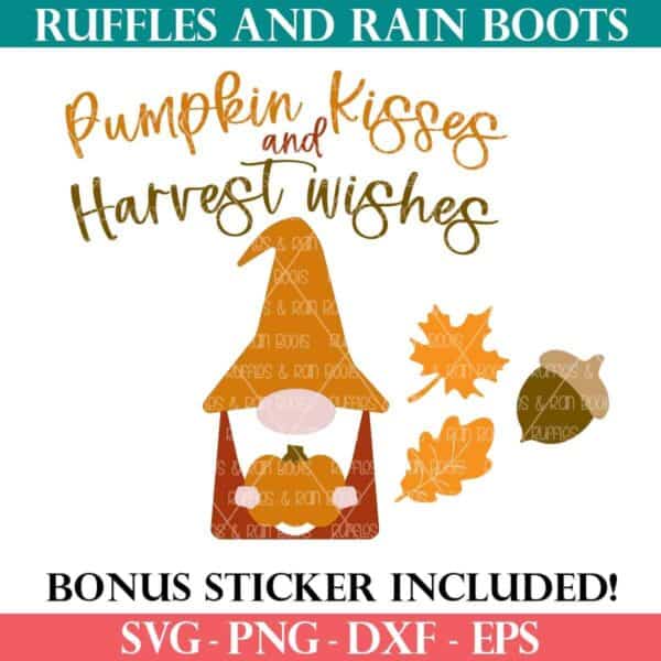 fall gnome svg bundle for cricut and silhouette with bonus sticker from sarah with ruffles and rain boots