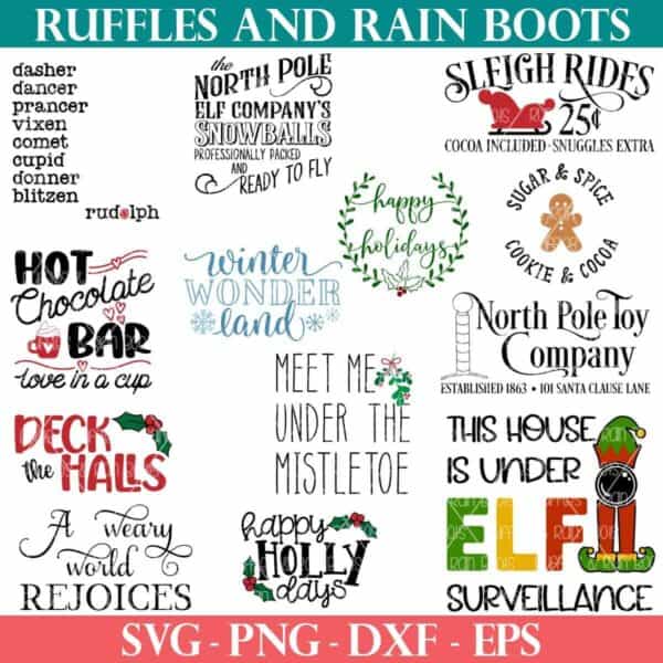 square image of Christmas Sign SVG bundle from ruffles and rain boots