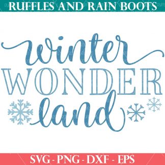 square image showing winter wonderland SVG free for Christmas subscribers from ruffles and rain boots svg