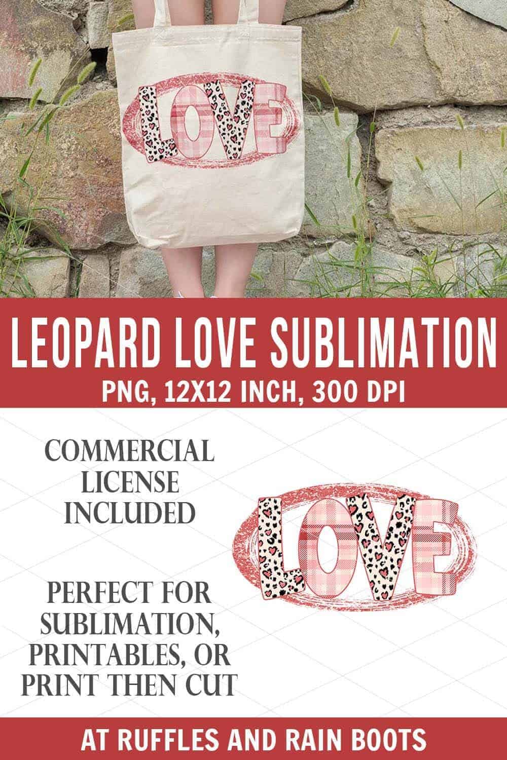 stacked vertical image glitter plaid and leopard love design with text which reads leopard love sublimation