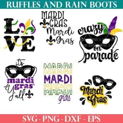 seven mardi gras svg bundle from ruffles and rain boots svg.