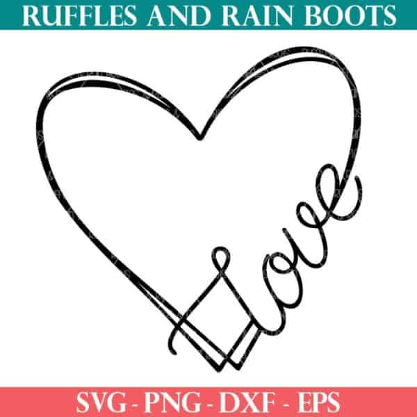 Hand drawn love heart SVG EPS PNG and DXF files from ruffles and rain boots free svg.