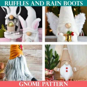 Four gnome projects made with the Scandinavian Sweeties pattern from ruffles and rain boots shop.