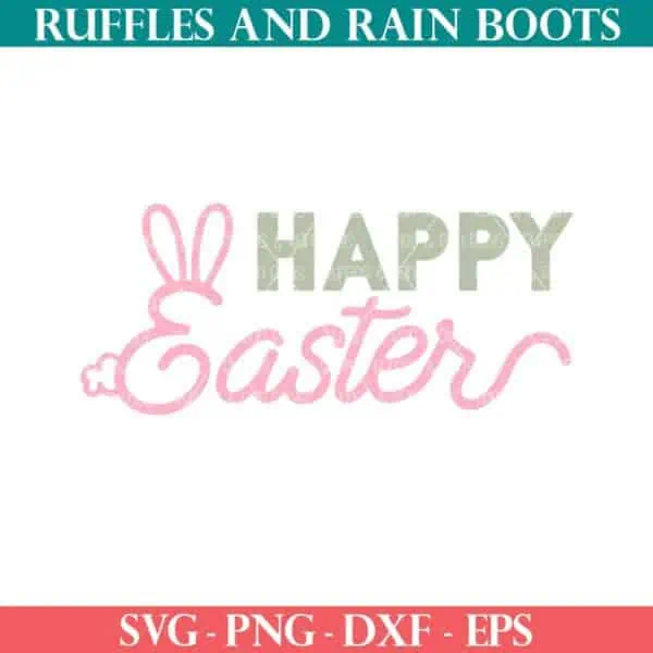 Happy Easter SVG with bunny outline from Ruffles and Rain Boots Free SVG