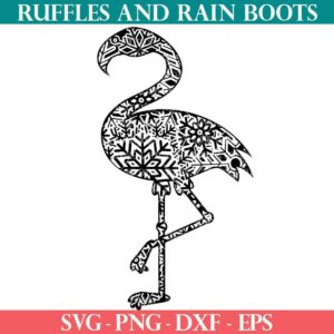 Zentangle snowflake flamingo mandala SVG from Ruffles and Rain Boots SVG.