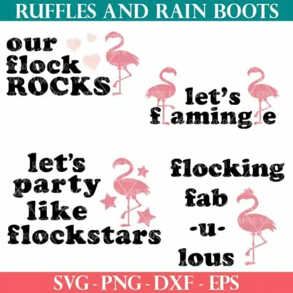 Free flamingo friends SVG Bundle from Ruffles and Rain Boots SVG.