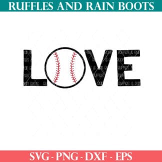 Free LOVE baseball SVG set with baseball cut file from Ruffles and Rain Boots SVG free.