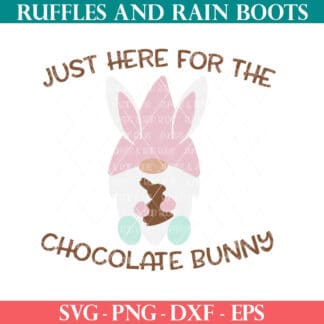 Just here for the Chocolate Bunny free Easter gnome cut file from Ruffles and Rain Boots free SVG.