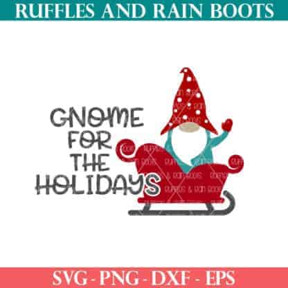Gnome in a sleigh gnome for the holidays SVG from Ruffles and Rain Boots SVG.