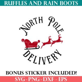 North Pole Delivery SVG with reindeer and sleigh from Ruffles and Rain Boots SVG.