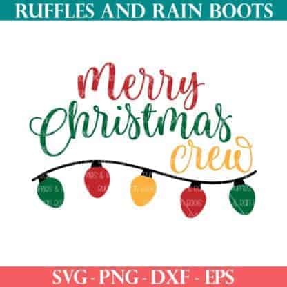 Merry Christmas crew cut file with lights from Ruffles and Rain Boots free SVG.