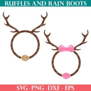 Reindeer Monogram SVG with two versions from Ruffles and Rain Boots SVG.