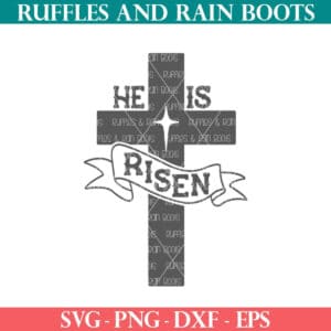 Free he is risen svg cross from Ruffles and Rain Boots free SVG.
