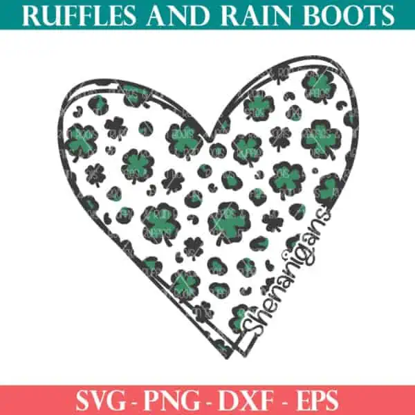 Leopard Shamrock Heart SVG shenanigans from Ruffles and Rain Boots SVG.