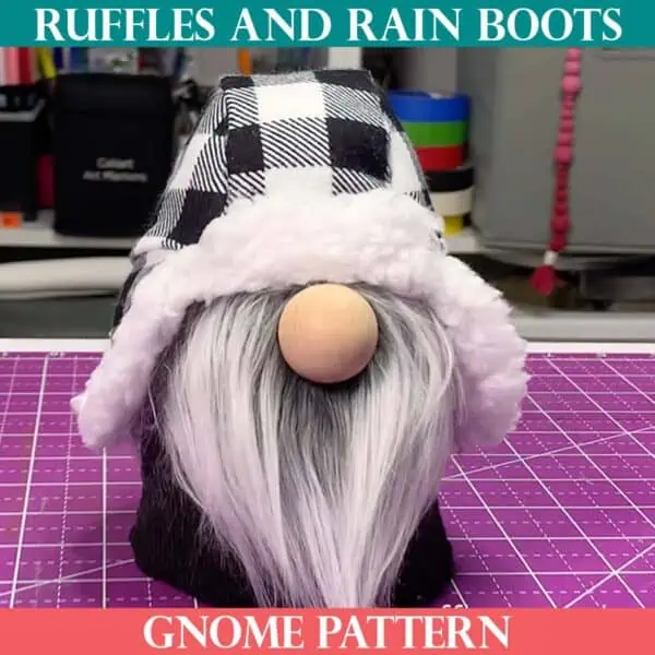 Mudflap gnome hat with earflaps from Ruffles and Rain Boots gnome patterns.